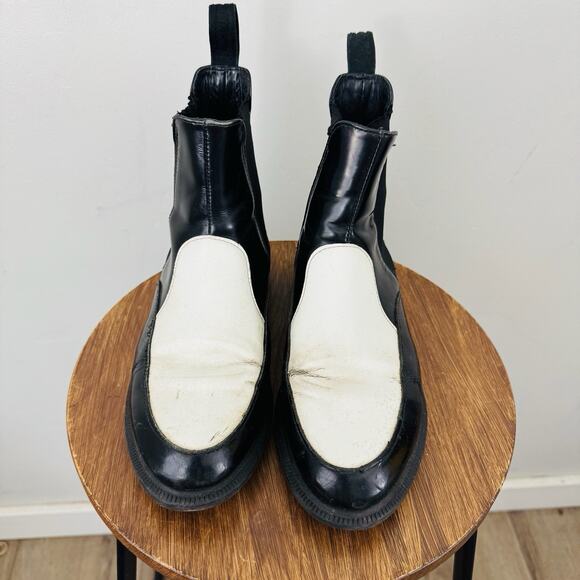 Dr Martens Aimelya Black And White Leather Chelsea Boots Women’s Size 7 - Picture 3 of 12